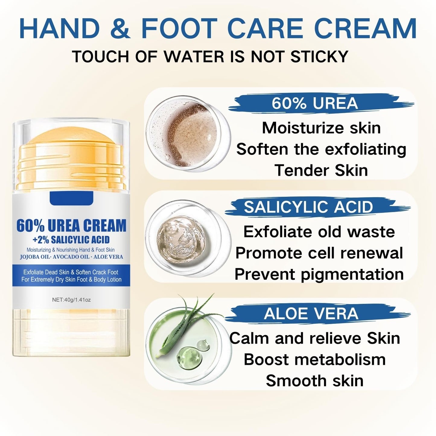 ISBEAUSOLS Urea Cream 60 Percent for Feet - Urea Foot Cream - Foot Cream for Cracked Heels and Dry Skin - Cracked Heel Repair Cream - Skin Care Hands & Feet - Foot Moisturiser 2PCS
