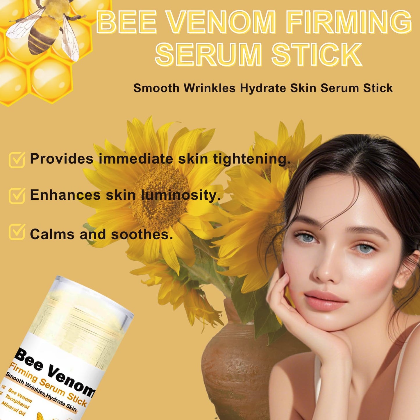 TBeautfave Bee Venom Cream&Bee Venom Firming Serum Stick – Multi Symptom Care Face Cream,Smooth Wrinkles Hydrate Skin Serum Stick,Anti Aging Serum,Skin Care Sets,Deeply Moisturize,Restore Vitality