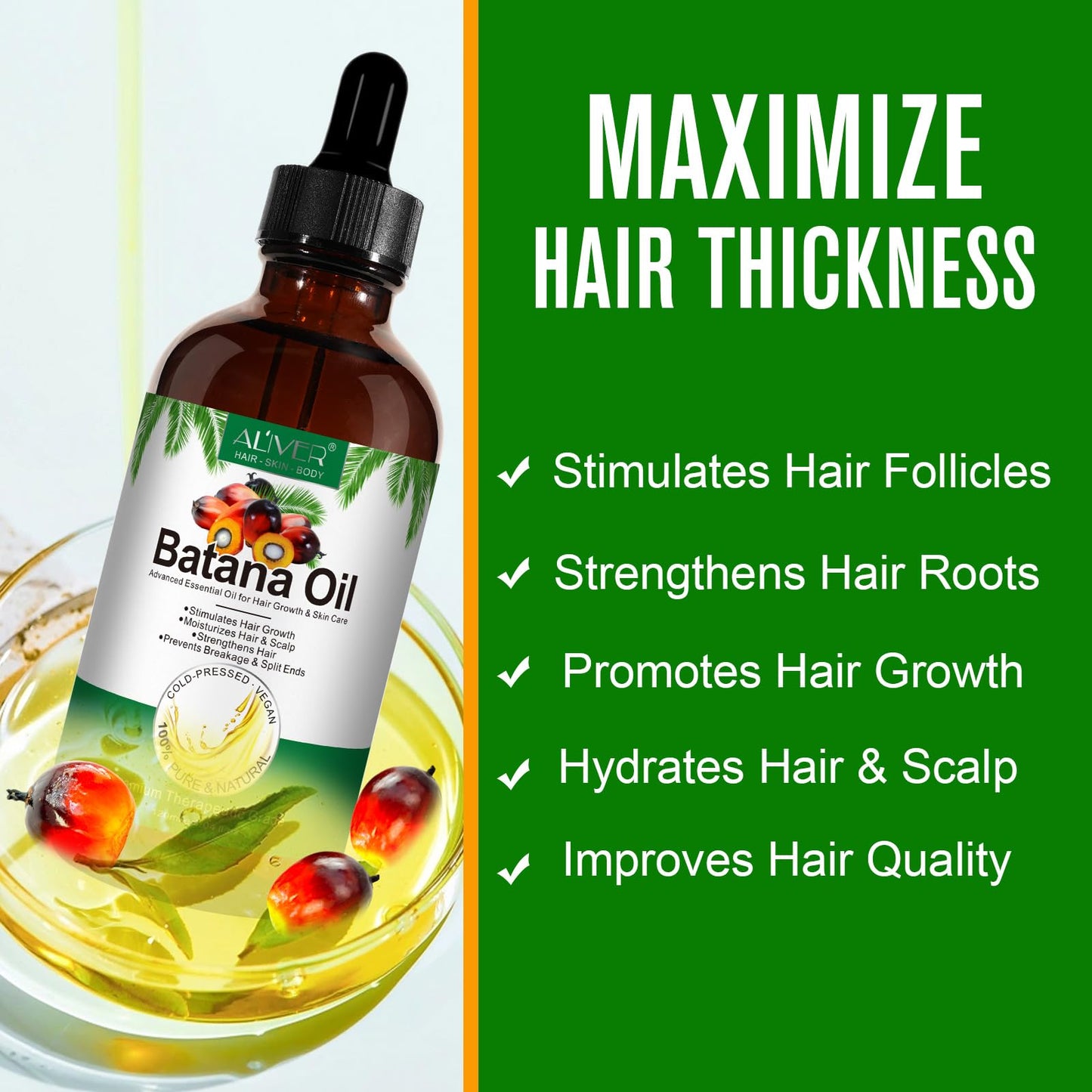 ZyranovaE 120ML Batana Oil for Hair Growth,100% Pure & Natural Batana Oil for Healthier Thicker Fuller Hair,Repairs Damaged Hair & Skin For Men & Women