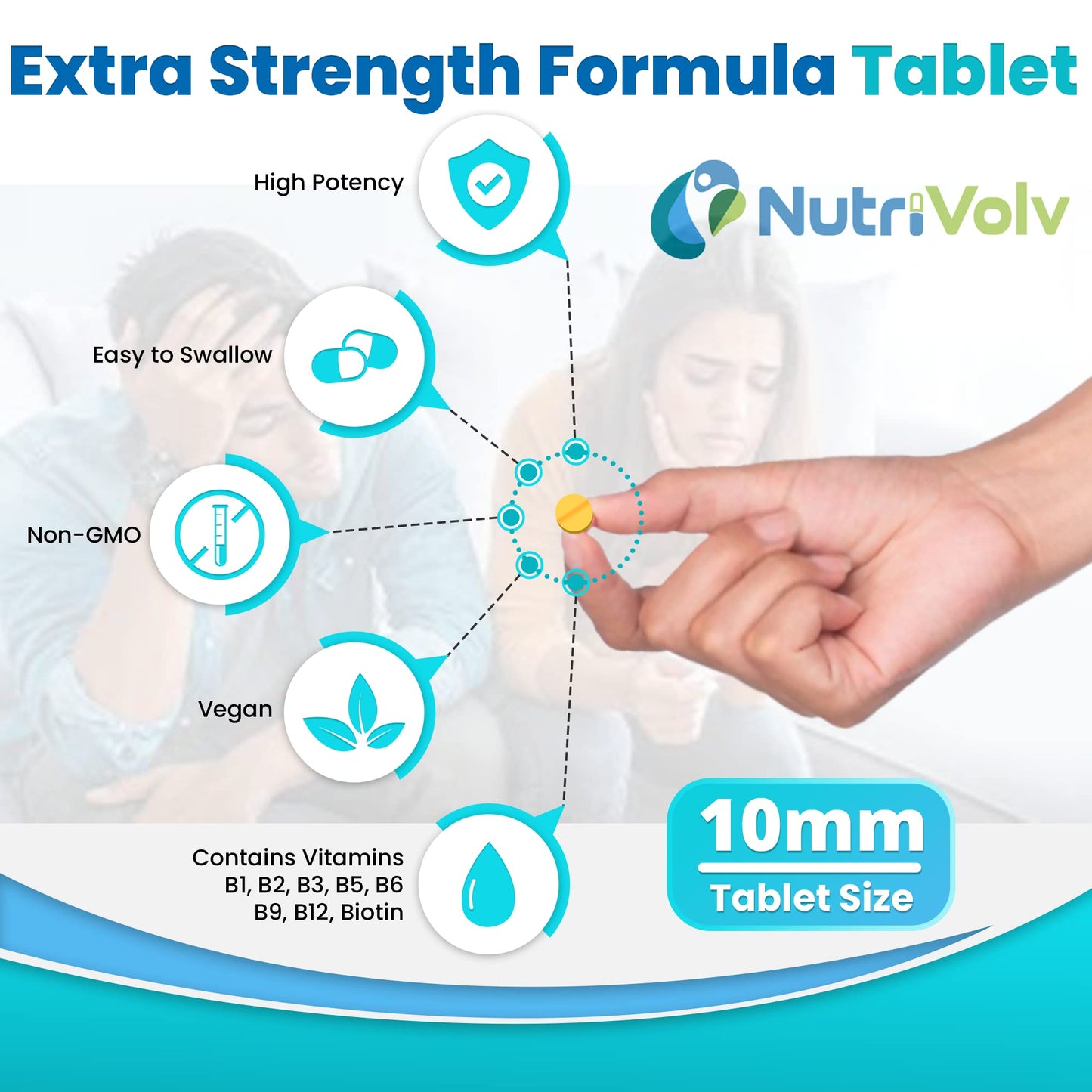 Vitamin B Complex Supplements with B Vitamins Including high strength B12, B1, B2, B3, B5, B6, B7, B9, Biotin & Folic Acid- Support Healthy Energy Metabolism | 60 Tablets