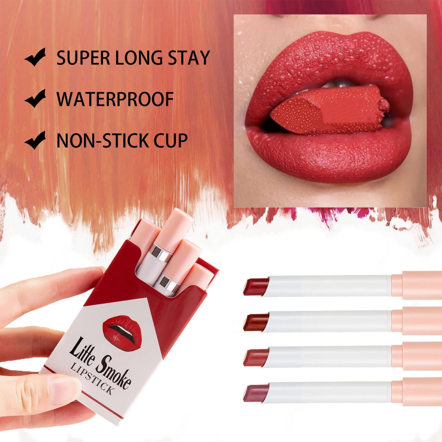 Tongyend Matte Lipstick Sets,4Pcs Long Lasting Lipstick,Highly Pigmented Non-Stick Cup Not Fade Waterproof Lipstick,Velvet Nude Lipstick Lip Gloss Full-Coverage Lip Color Lipsticks (Set A)