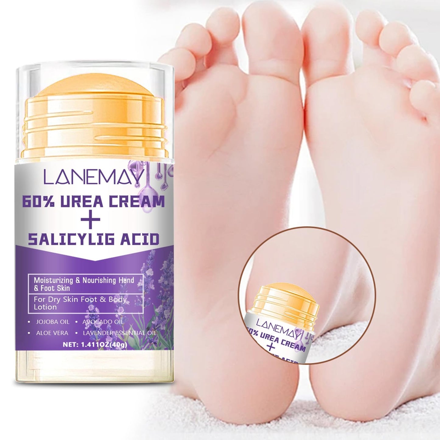 Maggidea Urea Cream 60% for Feet & Dry Cracked Skin - Urea Foot Cream - Lavender Foot & Hand Cream for Cracked Heels and Dry Skin - Moisturizing Foot & Hand Balm for Heels, Knees, Elbows & Hands