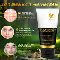 chenyayun 9000PPM Snail Mucin Overnight Wrapping Peel Off Mask for Intensive Hydrating, Skin Barrier Repairing, Reducing Sagging/Wrinkles/Fine Lines, 2.53 Oz/75 ML