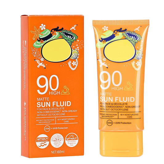 IZBEAUVO Face Sunscreen, Waterproof Sunscreen SPF 90+, Suncream Factor 90 for Face PA+++, Refreshing Sun Cream Spf 90, High Protection, Invisible Fluid, Strong UVA + UVB Protetion, Moisturizing & Non Greasy