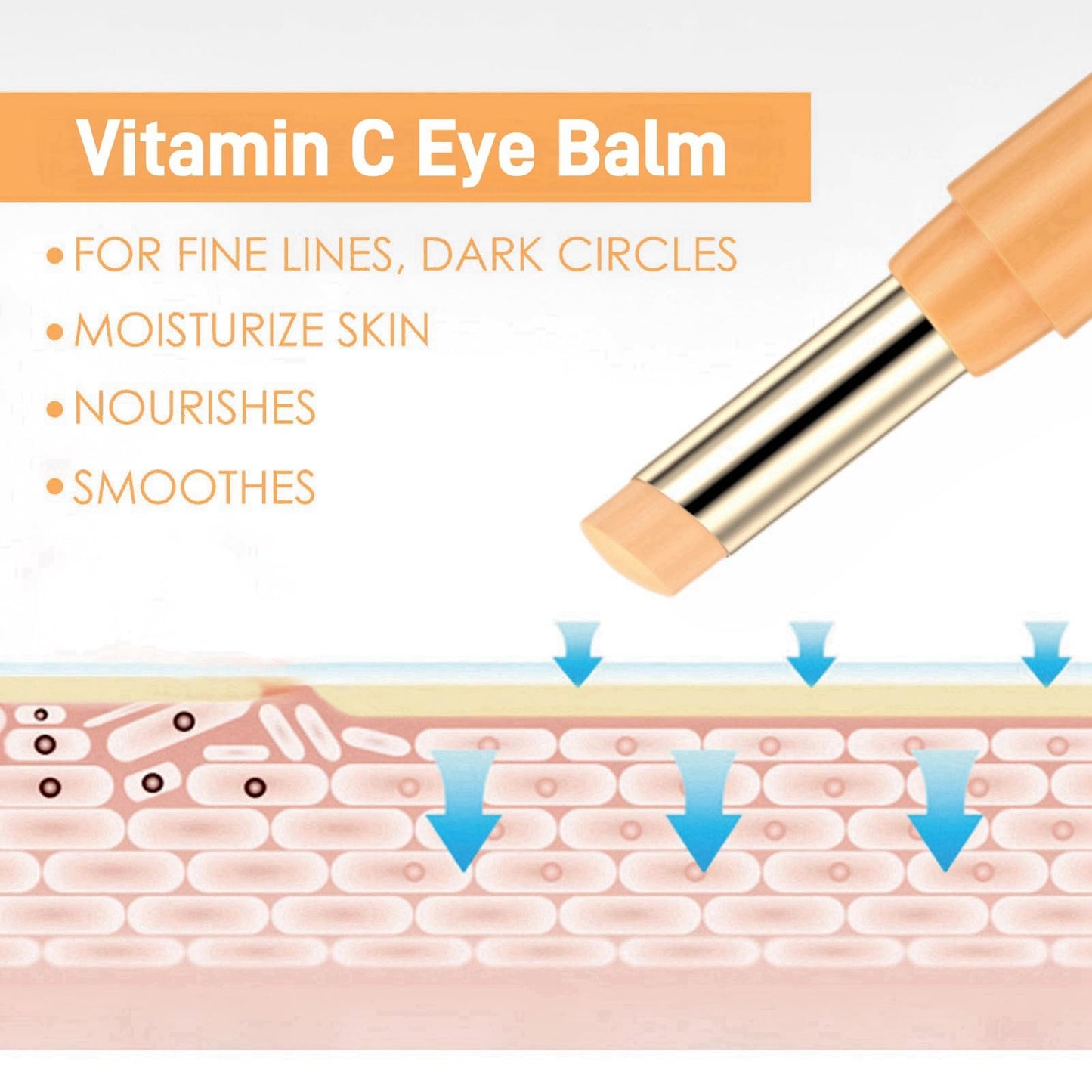 Vitamin C Eye Cream Stick,Brighten Vitamin C Eye Balm,Moisturised Glow Eye Care Stick,Anti Wrinkle Eye Cream Stick for Puffy Eyes,Cooling & Hydrating Eye Cream Moisturizer Stick,Eye Cream Anti Aging