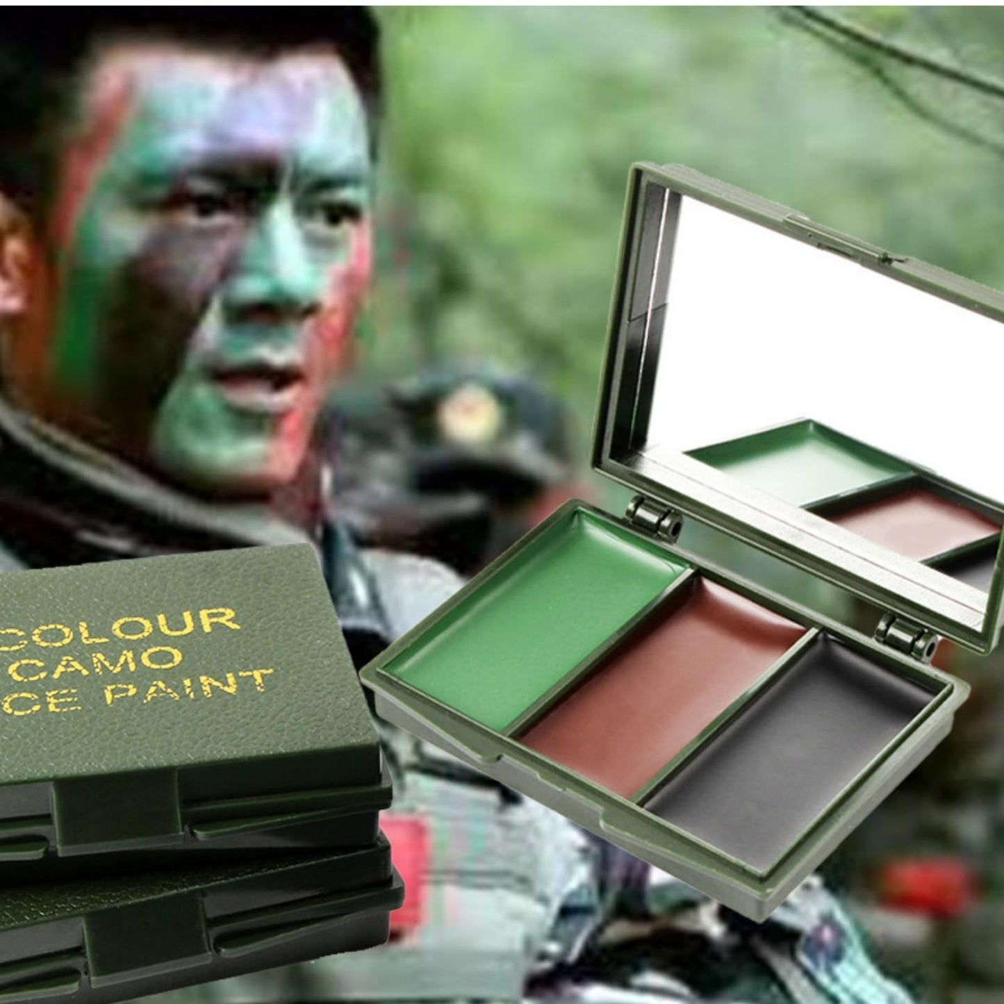 Siyinzu 3 Color Camo Face Paint,Eye Body Face Camo Paint,Camouflage Hunting Face Paint,Camo Face Paint,Camo Face Paint Stick Set,Face Paint Kit,Camouflage Face Paint,Camouflage Makeup(Green, Black,Brown)
