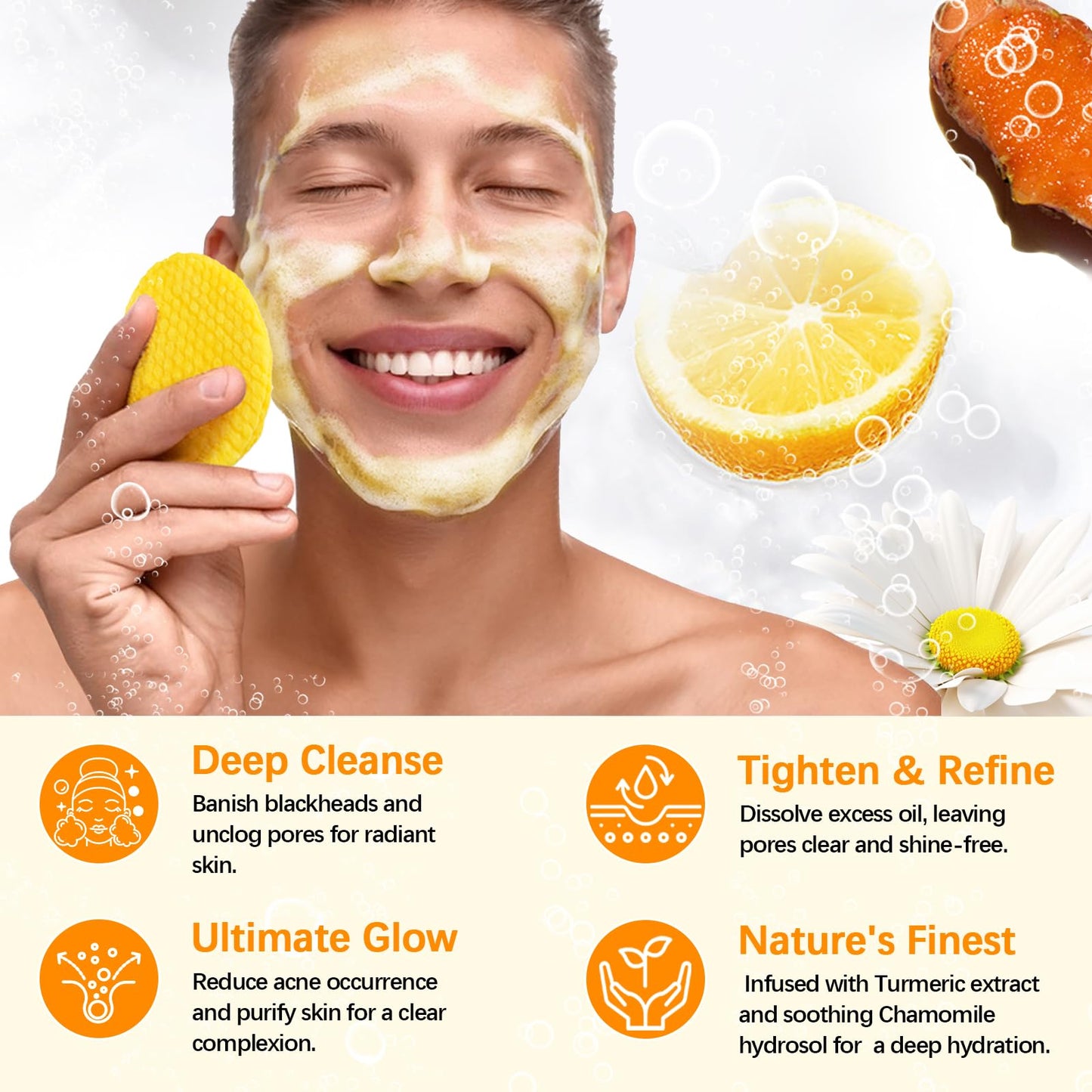 Uocasi Kojic Acid & Turmeric Cleansing Pads, Turmeric Exfoliating Foaming Pads with Panthenol Vitamin B5, Resurfacing Pads for Face & Body,Fades Dark Spots, Fades Discoloration, Facial Sponges - 30Pcs