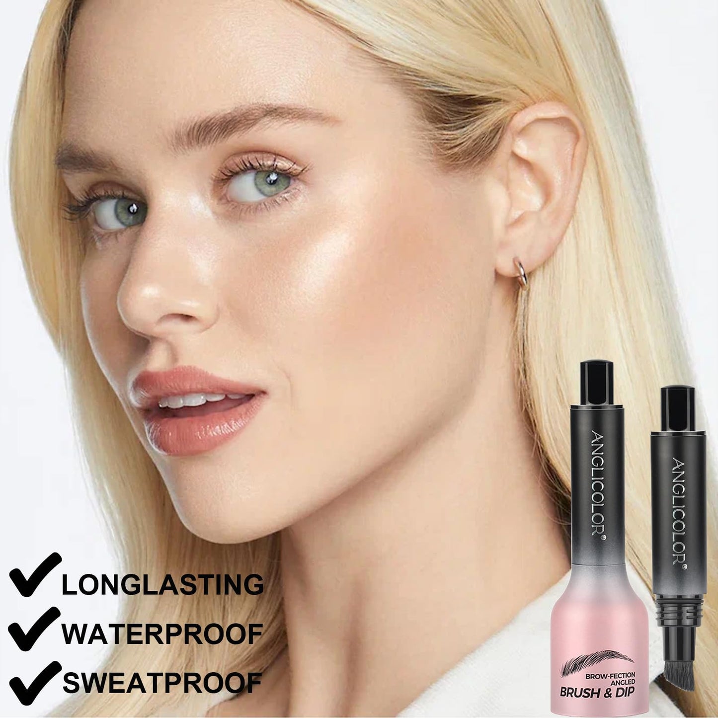 Shengqialun Upgraded Brow Pencil Brow-Fection Angled Brush & Dip, Beauty Brow Easy To Color, Eye Brow Pen Last All Day, Waterproof Eyebrow Pencil Liquid Eyebrow Pen for Women (Blond)