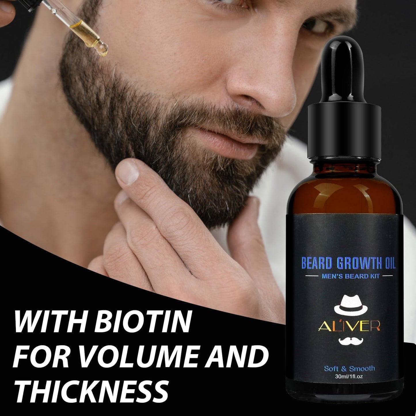 leyosger Beard Growth Kit, Beard Grooming Kit for Men W/Beard Roller,Atural Ingredients Beard Growth Serum, Beard Balm, Beard Comb, Stimulate Beard Growth With This Beard Care Kit, Gifts For Men