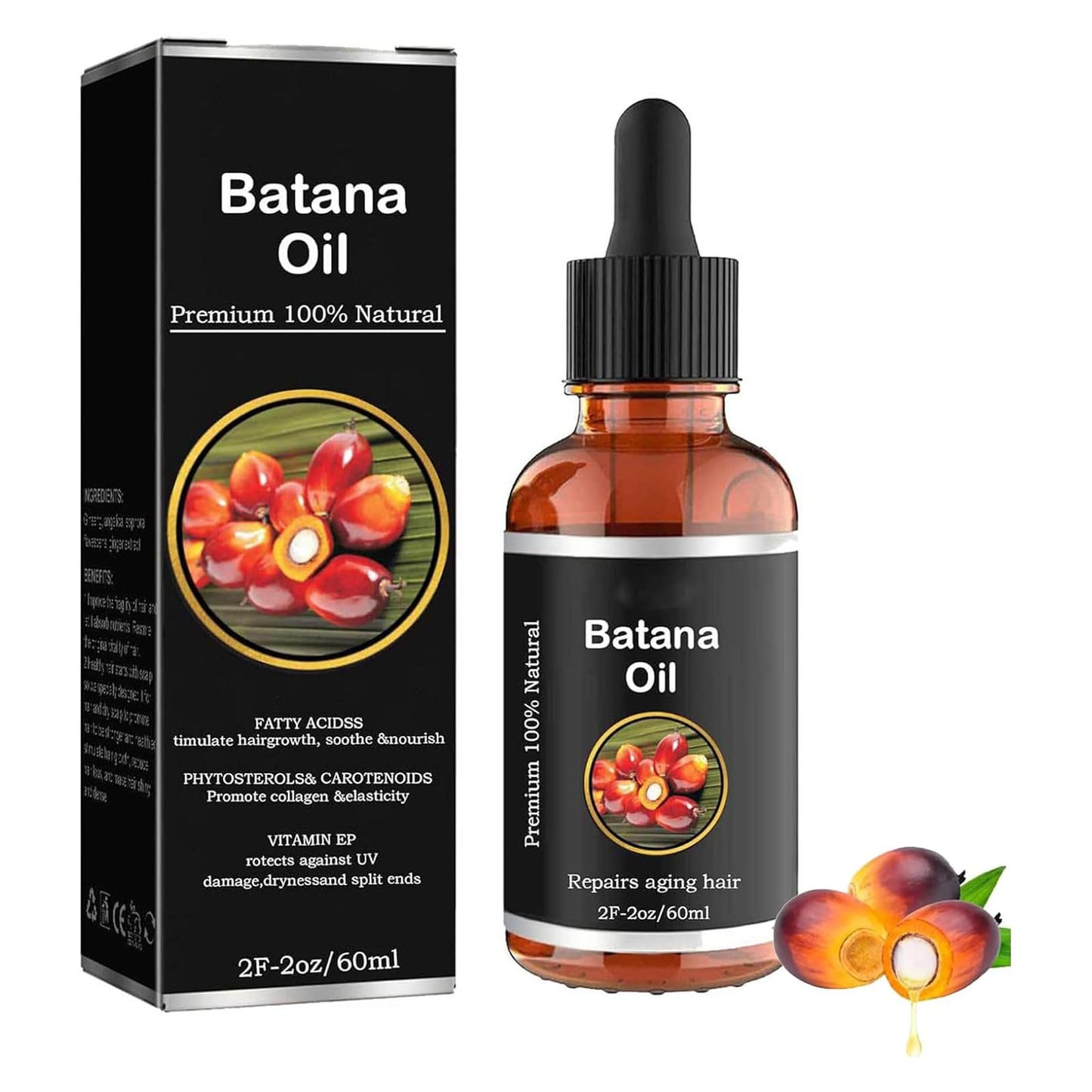 ChicNana Batana Oil, Batana Oil For Hair Growth, Hair Growth Oil, Batana Oil Organic, Strengthening And Thickening Hair, Repair Damaged Hair, Nourishes Scalp, Natural Hair Growth Oil 60ml
