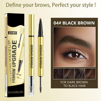 Shengqialun Dual-Ended Eyebrow Pencil & Eyebrow Gel, 2 In 1 Eyebrows Pen, 4-Fork Tip Brow Pencil, Long-Lasting Eye Brow Pencils For Natural Looking Defined Eyebrows, Black Brown