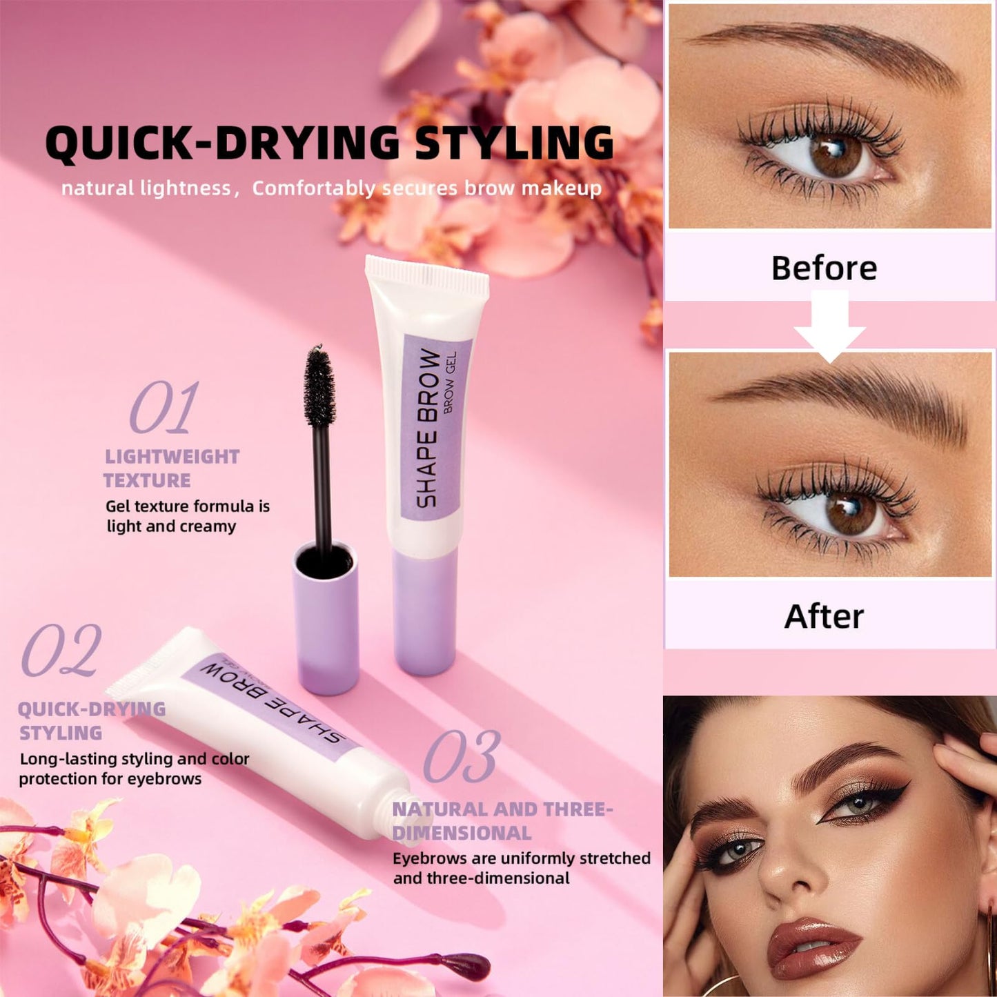 SHEBEEDO Clear Eyebrow Gel Instant Brow Styler Brow Gel Longwear Eyebrow Gel Clear Brow Glued For Brows & Edges Eye Brow Gel For Natural Eyebrow Styling Repair Laminated Brow Look For Styling Brows