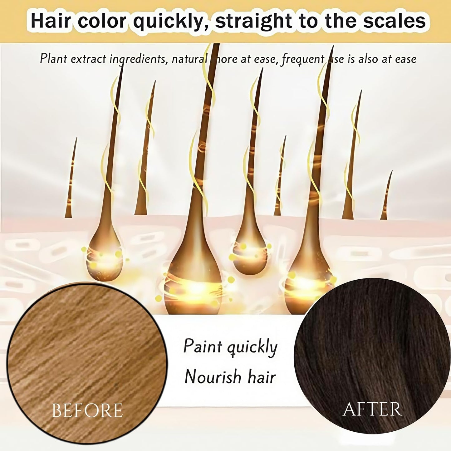 OuXing Polar Hair Dye Shampoo,Hair Care Instant Dye Shampoo,3 in 1 S/hampoo for Color Treated Ha/ir,Ha/ir Dy/e Shamp/oo Women,H/air Colour Sh/ampoo,Natural H/air D/ye Sh/ampoo,Colouring Sham/poo,Dark Brown