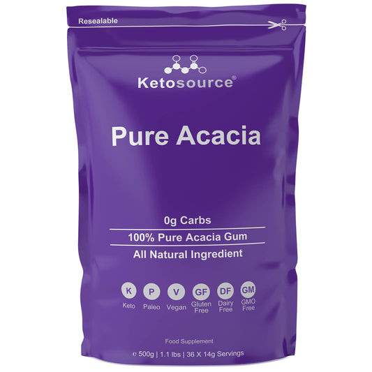 Ketosource® Pure Acacia Fibre | 0g Carbs | Zero Calories | Supports Fasting & Ketogenic Diet | Prebioitic Soluble Fibre Supplement | 500g Pouch