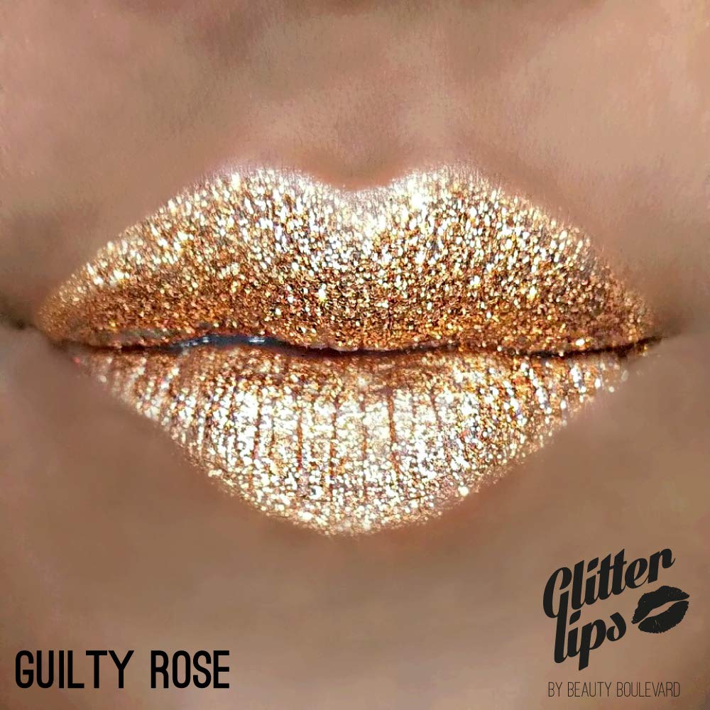 BEAUTYBLVD Glitter Lips, Cruelty Free Lip Kit - Guilty Rose