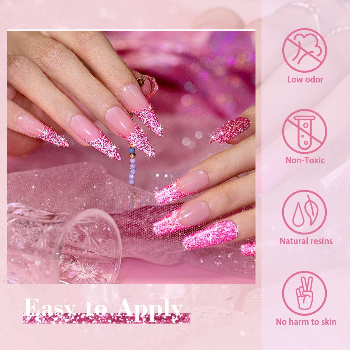 RARJSM Gel Liner Nail Art Reflective Glitter Flash Diamond Liner Gel Polish 12 Colors 5ml Sparkle Silver Hot Pink Black Pigment Painted Stripe Brush Gel Nail Polish UV LED Curing Require Nail Design