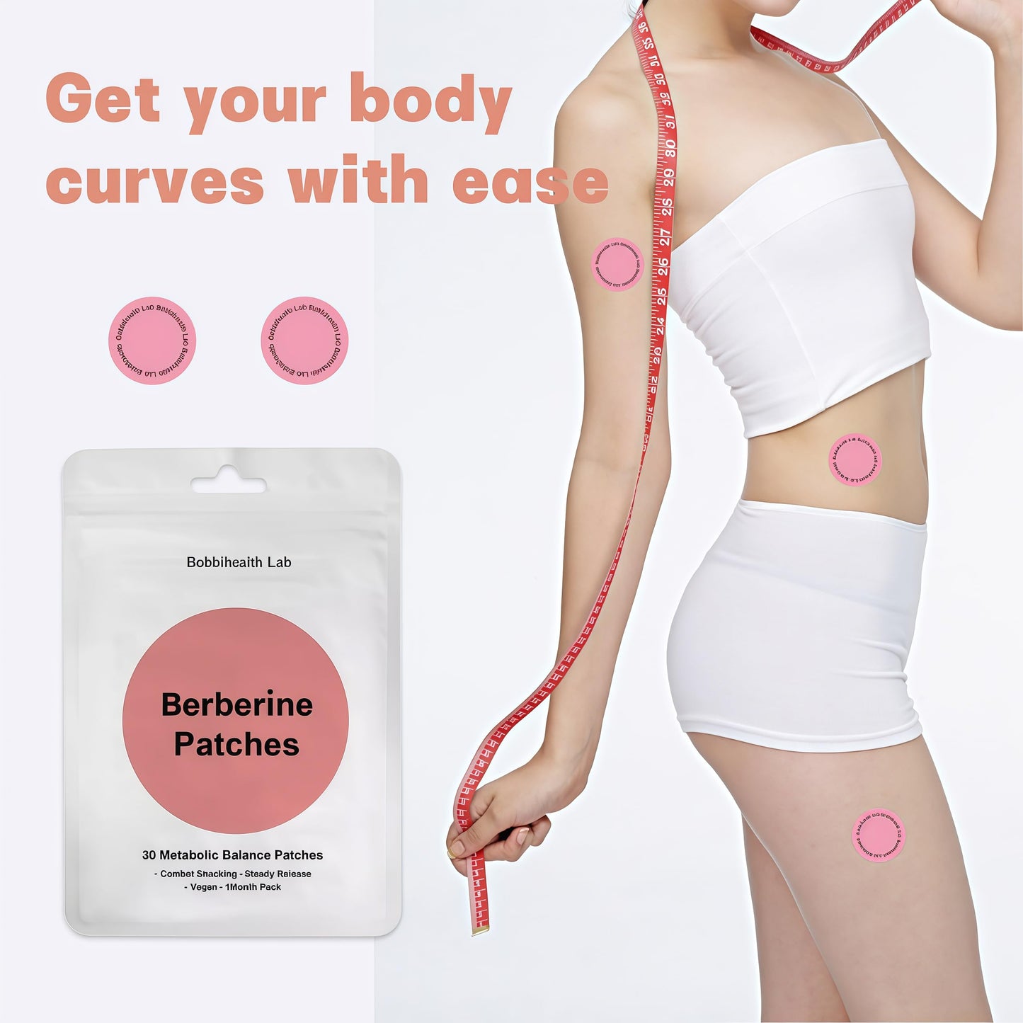 TMYIOYC Bobbihealth Lab Weightless Patches, Healthy Shape Support, Botanical Plant - Based Formula with Berberine Extract, Pomegranate Extract, Cinnamon Extract, 60 Vegan Patches, Metabolic Balance Patche