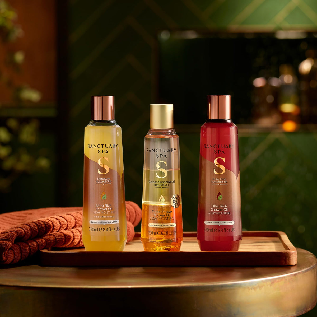 SANCTUARY Sanctuary Spa Golden Sandalwood Three-Phase Shower Oil, 3 Day Moisture, Mineral Oil Free, Cruelty Free & Vegan, 250ml
