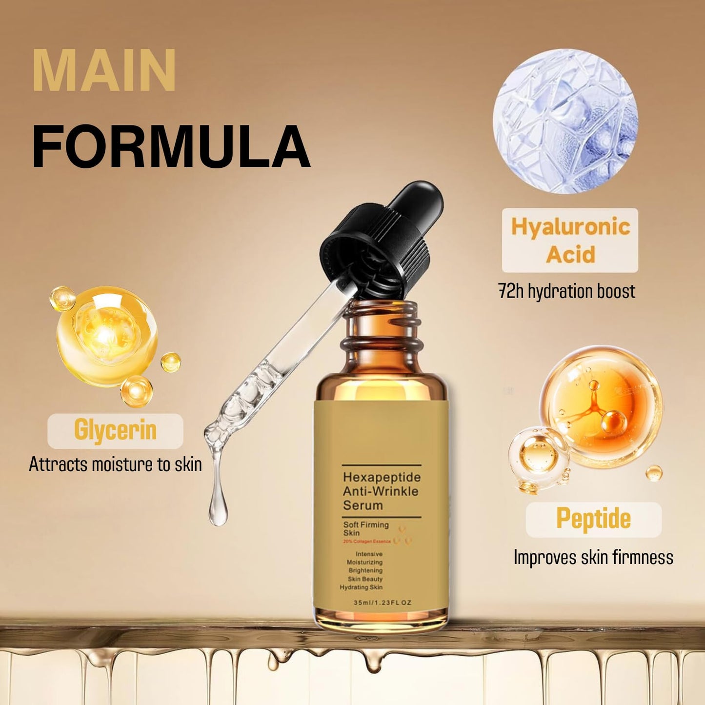 2PCS Peptide Serum, Face Serum For Women, Anti-Aging Face Serum Reduces Wrinkles and Boosts Collagen, Brighting Hyaluronic Acid Serum,Peptide Hydrating Serum,Repairs Skin while Improving Tone