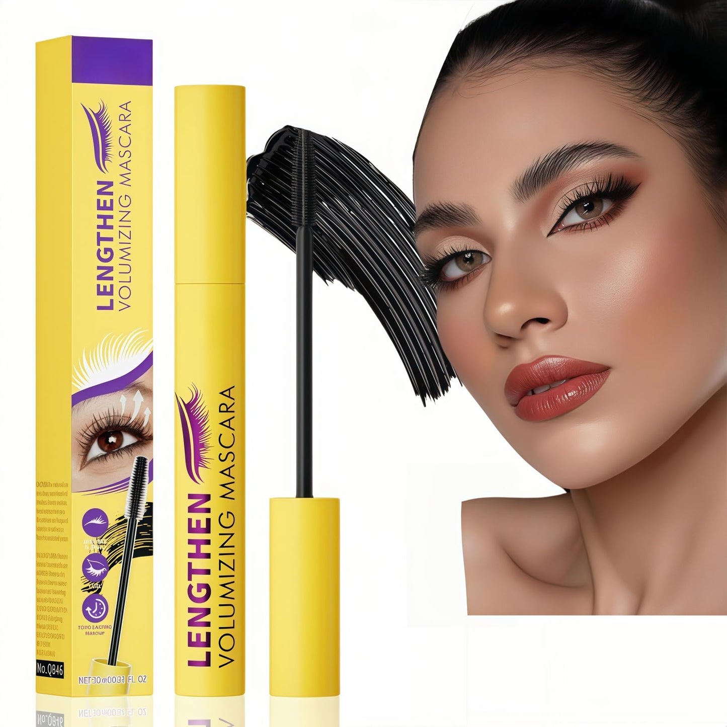 Fankayi Mascara Black Waterproof,Bubble Mascara,Black Silk Fiber Eyelash Masca/ra with Soft Masca/ras Brush,Smudge Proof Long Lasting 4D Silk Fiber Mas Cara for Makeup,Waterproof Masc-ara,Thrive Masc-ara