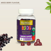 Bio Mirco Kids Triple Immunity Complex, Immune Boosting Gummies for Kids, Vitamin C, Zinc and Elderberry, 60 Gummies – 2 Month Supply, Elderberry Flavour, Great Tasting,Support Immunity and Overall Wellness