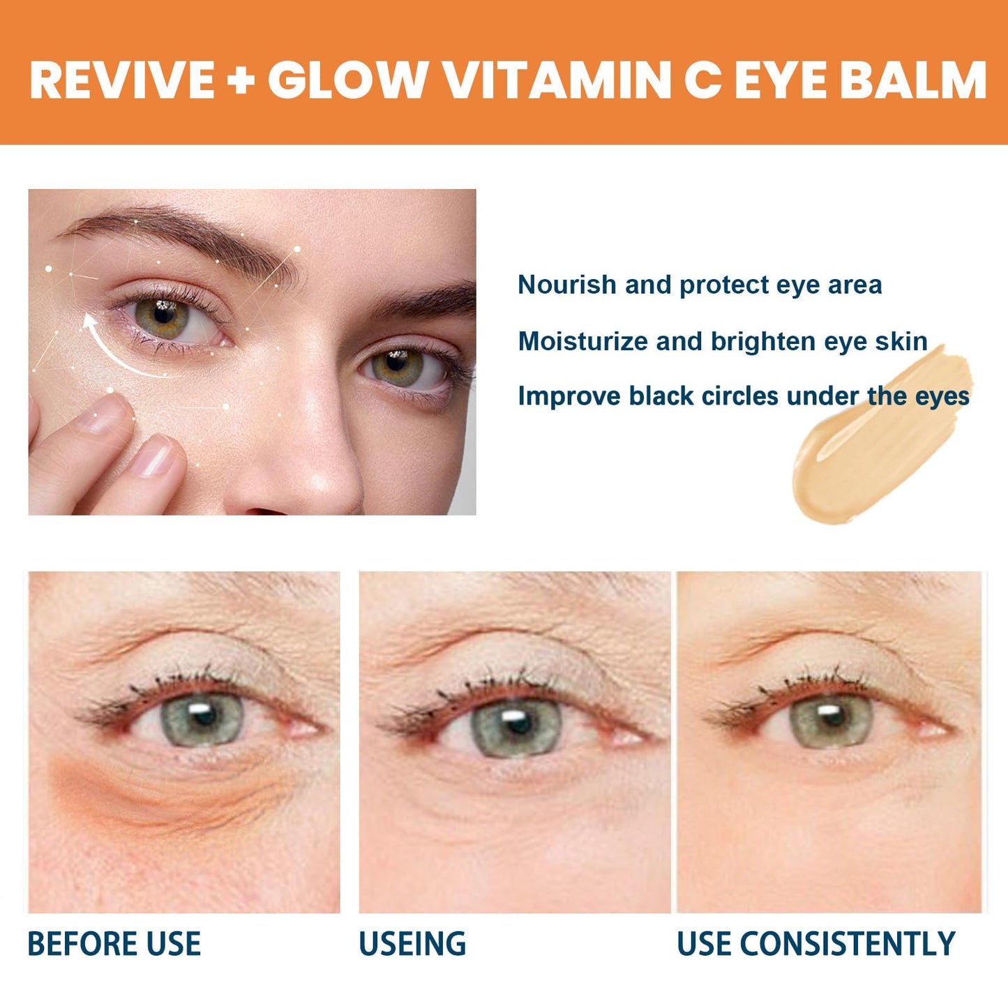 NatrLuxe Vitamin C Eye Cream Stick,Under Eyes Cream For Dark Circles And Puffy,Glow Balm, Lift The Skin Around The Eyes & Tighten Eye Bags, Firming Stick For All Skin Types, Women/Men