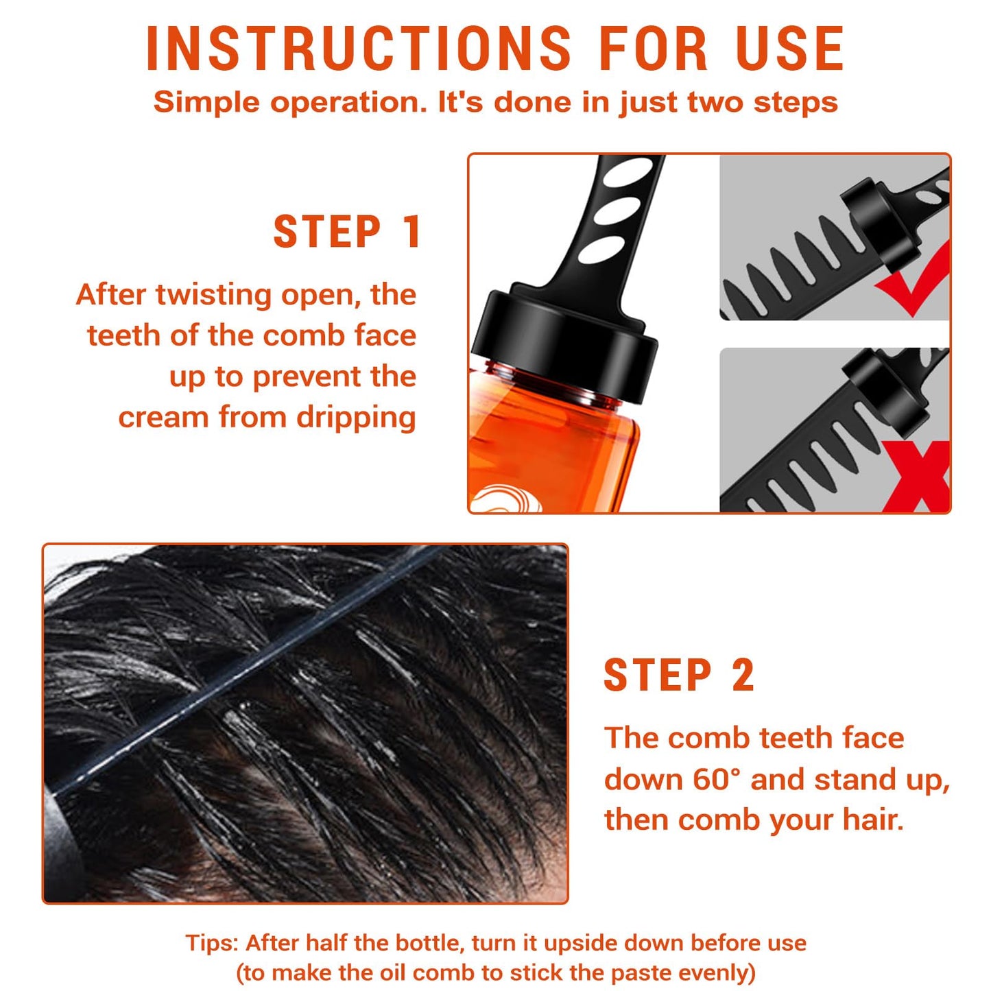 Bettinay Hair Gel Mens, 2 In 1 Long Lasting Fluffy Styling Gel with Comb, Moisturizing Hair Wax Gel