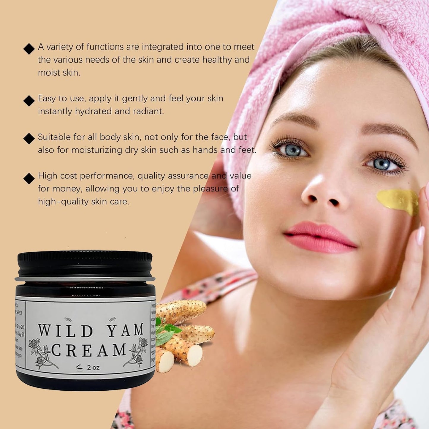 Generic 2PCS Wild Yam Skin Cream, Wild Yam Cream, 60ml Wild Yam Cream Organic for Natural Balance, Natural Relief for Menopause Dry Skin, Menopause Botanical Balancing Body Cream(60g/2 oz)