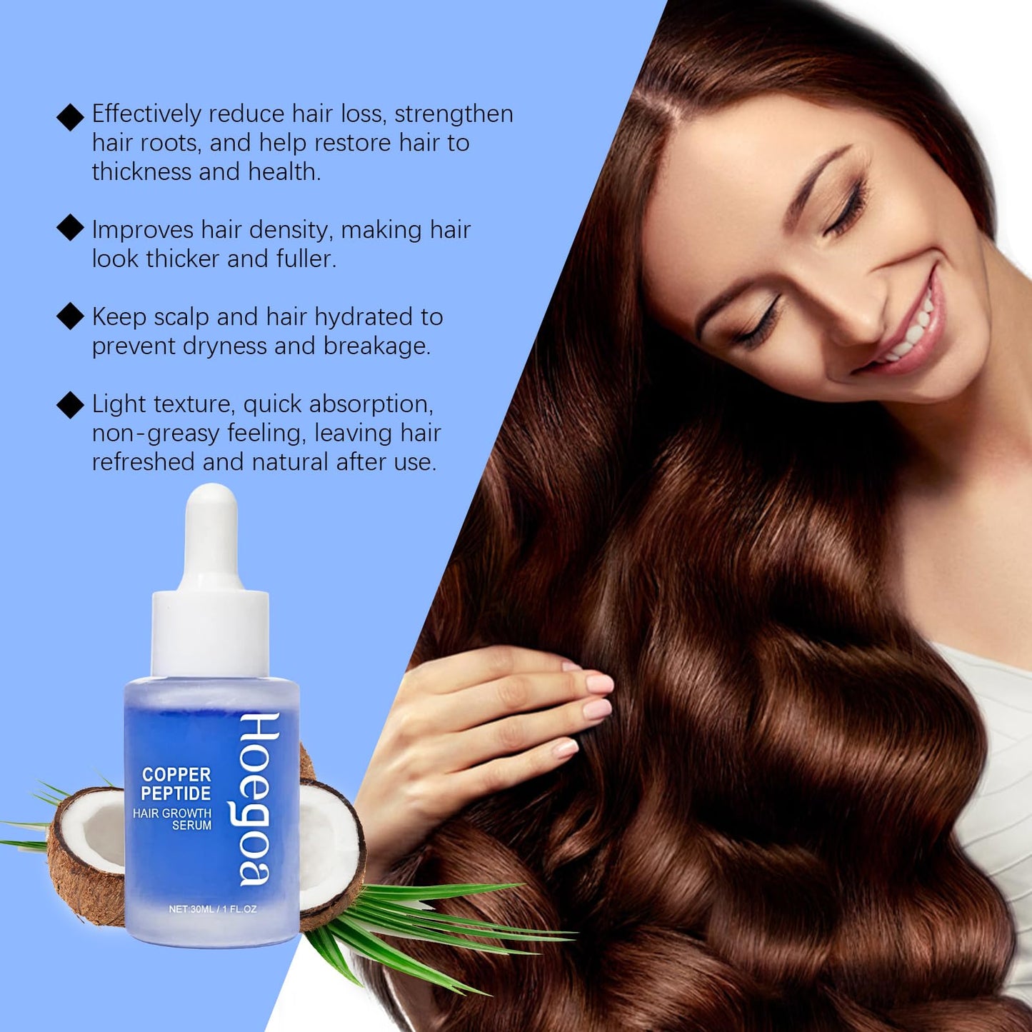 Copper Peptide Hair Growth Serum, Hair Growth Oil, Hair Thickening Products for Women & Men, Hair Serum for Dry Damaged Hair, Hair Oils for Hair Growth, Hair Care for Thinning Hair & Hair Loss