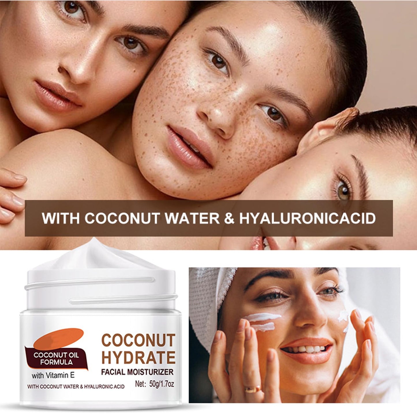 GNAUMORE Coconut Hydrate Facial Moisturiser,Coconut Oil Facial Moisturizer,Coconut Hydration Facial Lotion,Coconut Oil Body Lotion,Coconut Water Facial Moisturizer,Coconut Oil Formula Body Lotion
