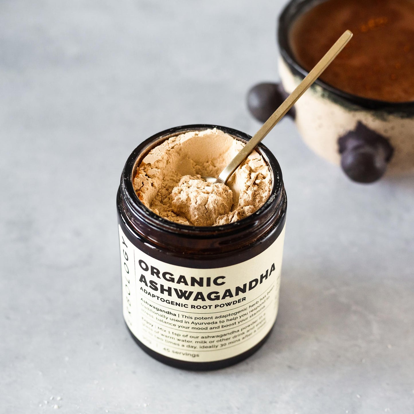 Erbology Organic Ashwagandha Powder 90g - 45 Servings - Sleep Aid - Rich in Withanolides - Sustainably Sourced Straight from Farm in India - Small Batch - Vegan - GMO-Free