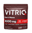 VITRIQ™ Lion's Mane 4000mg High Strength Supplement Capsules with Ashwagandha, Zink, Bacopa, Black Pepper for Daily Stress Relief & Clarity Boost+ Complex, 60 Capsules