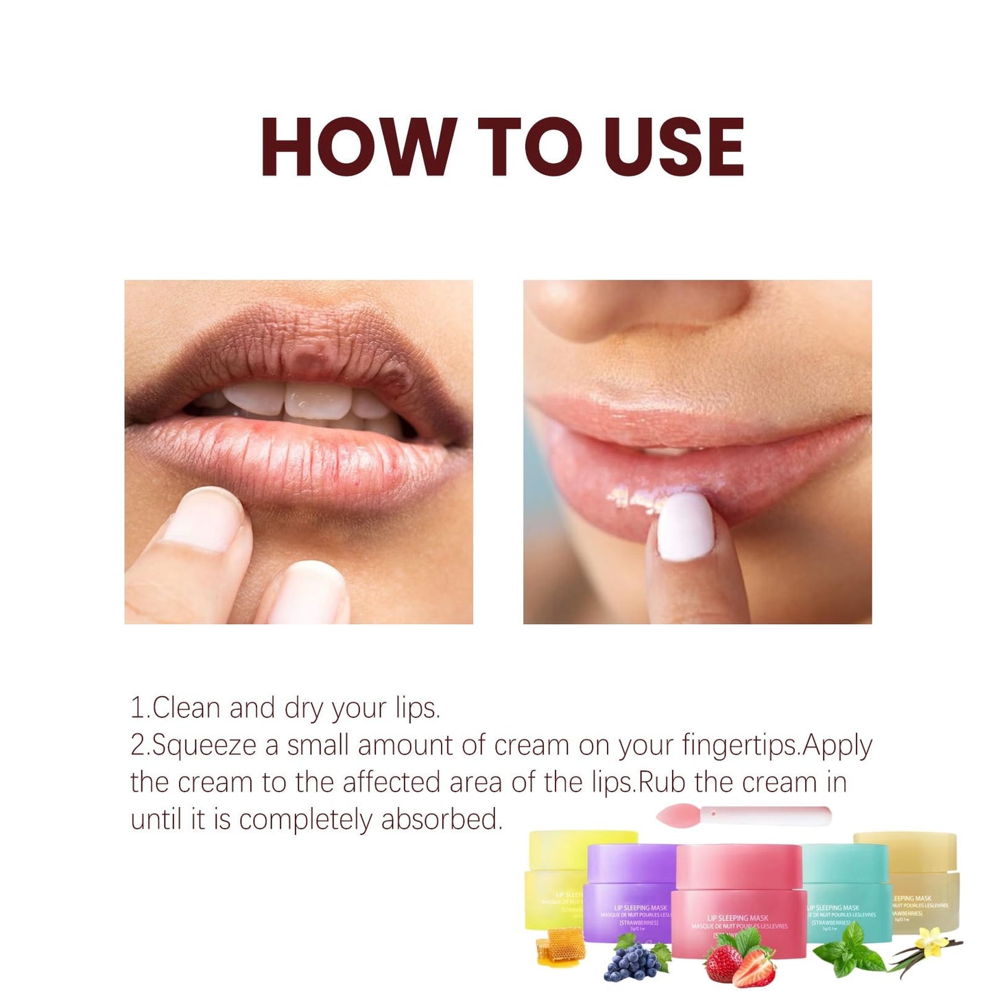 Jinjiar 5PCS Lip Sleeping Mask,Lip Balm Set with Stick,Day and Night Repair Lip Balm,Lip Mask Overnight,Lip Balm for Chapped Cracked Dry Lips,Glossier Lip Balm,Hydrating Lip Balm,Lip Moisturiser,Lip Care