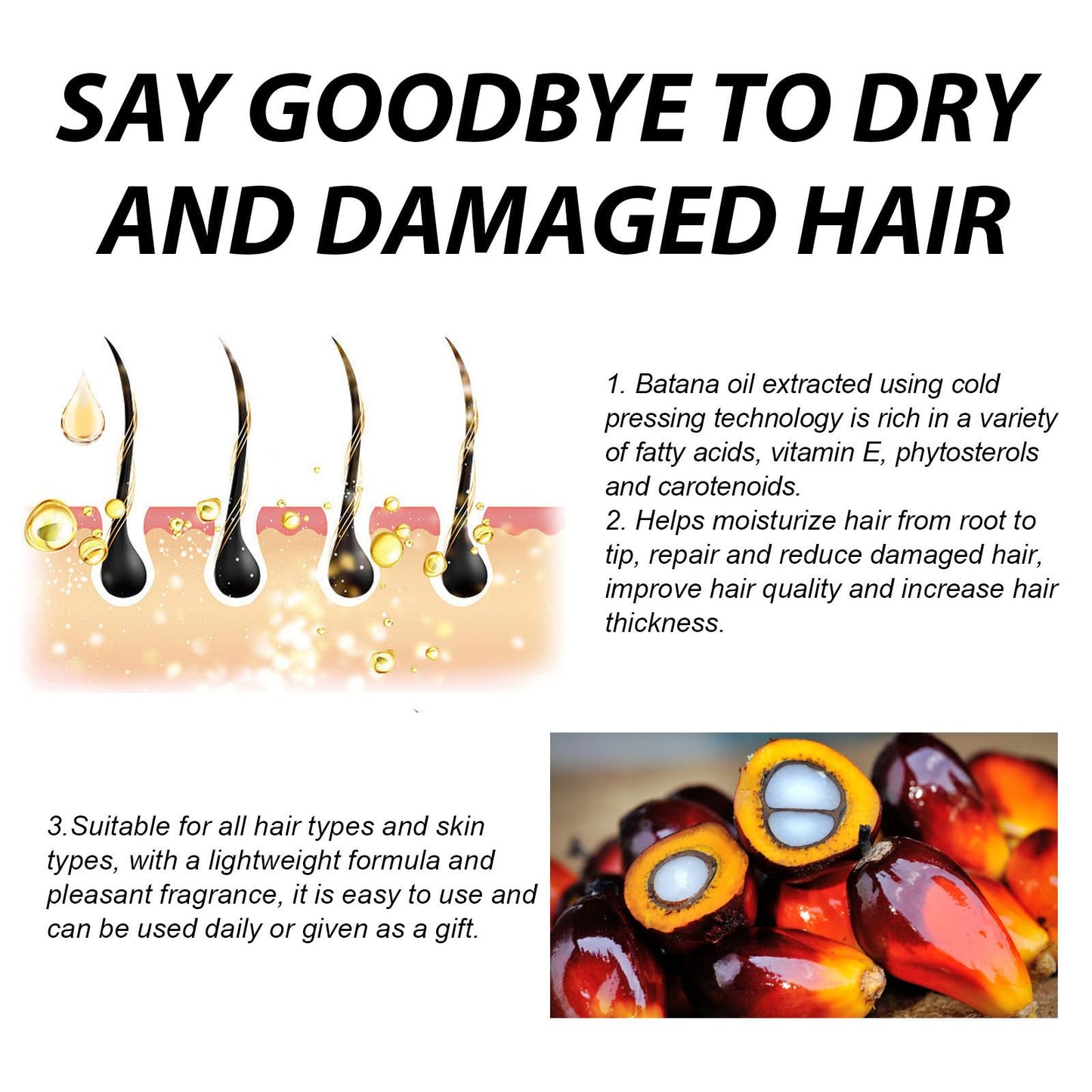 ChicNana Batana Oil, Batana Oil For Hair Growth, Hair Growth Oil, Batana Oil Organic, Strengthening And Thickening Hair, Repair Damaged Hair, Nourishes Scalp, Natural Hair Growth Oil 60ml
