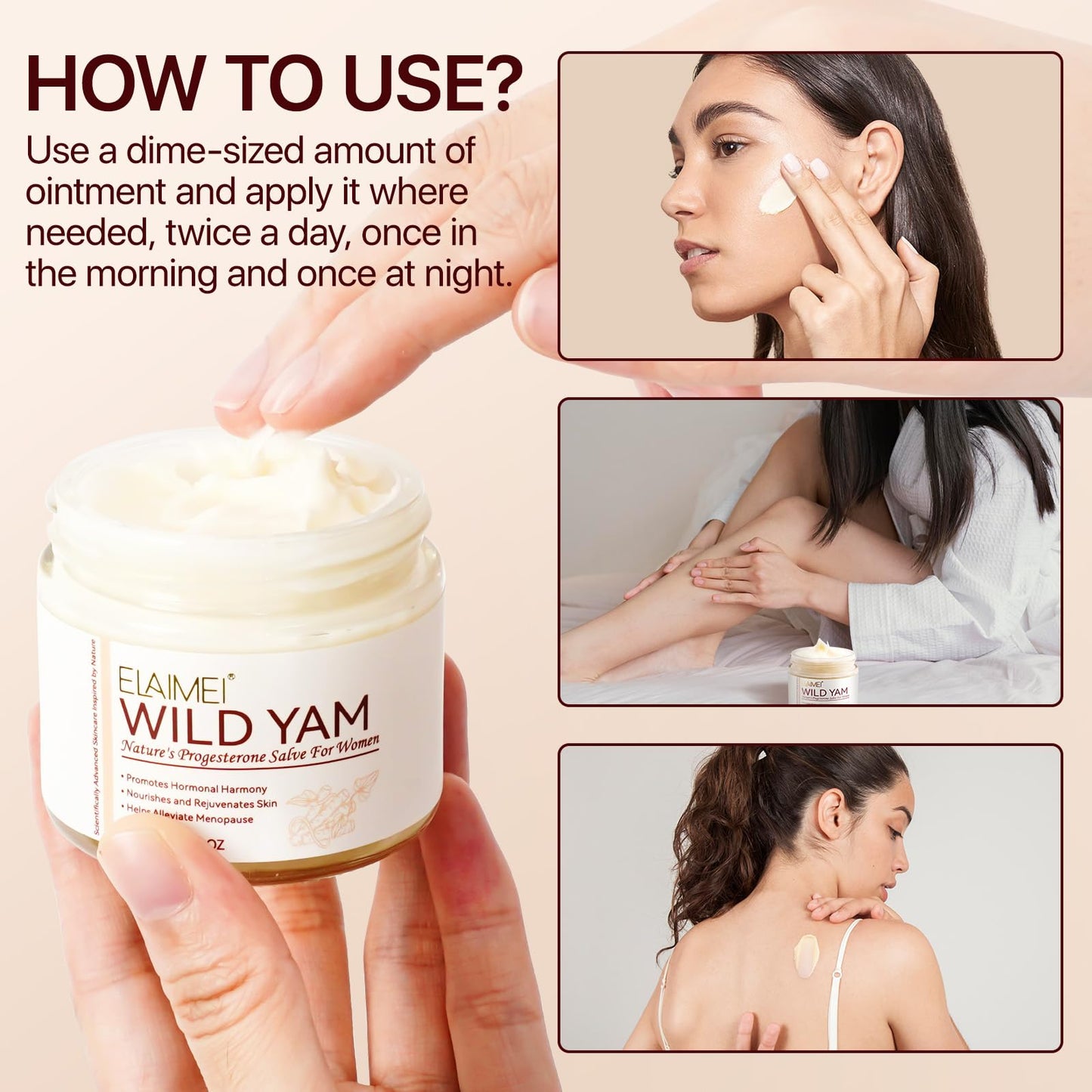Datival Wild Yam Cream, Menopause and Hormone Balance Organic Yam Cream for Women, Wild Yam Root Cream Skin Moisturizer, Relief for Dry Skin, 60 ML