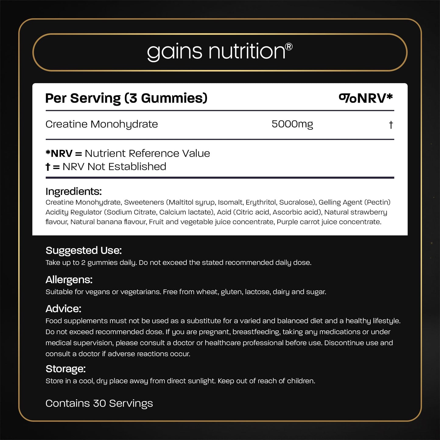 Gains Nutrition GN Creatine Pro Gummies | 90 Chewable Creatine Gummies for Men & Women - 5000mg Creatine Monohydrate Per Serving | Strawberry & Banana Flavour, Non-GMO & Suitable for Vegans & Vegetarians