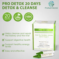 Pro Detox Liver Support - 20-Day Herbal Cleanse with Artichoke, Dandelion, Cichorium & Green Tea - Natural Detox Supplement for Bloating Relief & Liver Health, 20 Shots