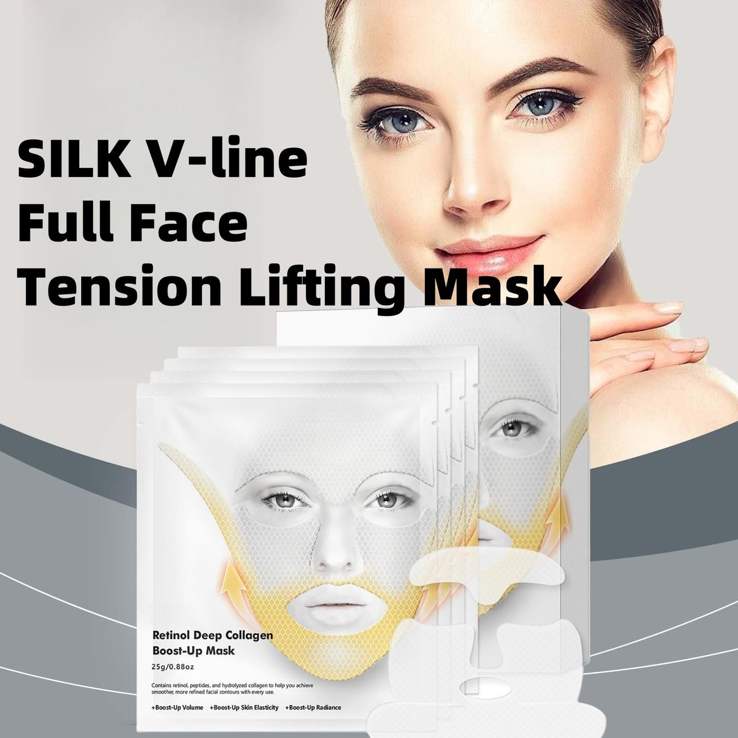 Siyinzu 4PCS Deep Collagen Retinol Tension Boost up Mask,Retinol Collagen Lifting Mask,V-Line Lifting and Face Tightening Ma-sk,Bio Collagen Ma-sk Overnight,Deep Moisturizing Colla-gen Face M-ask for Women