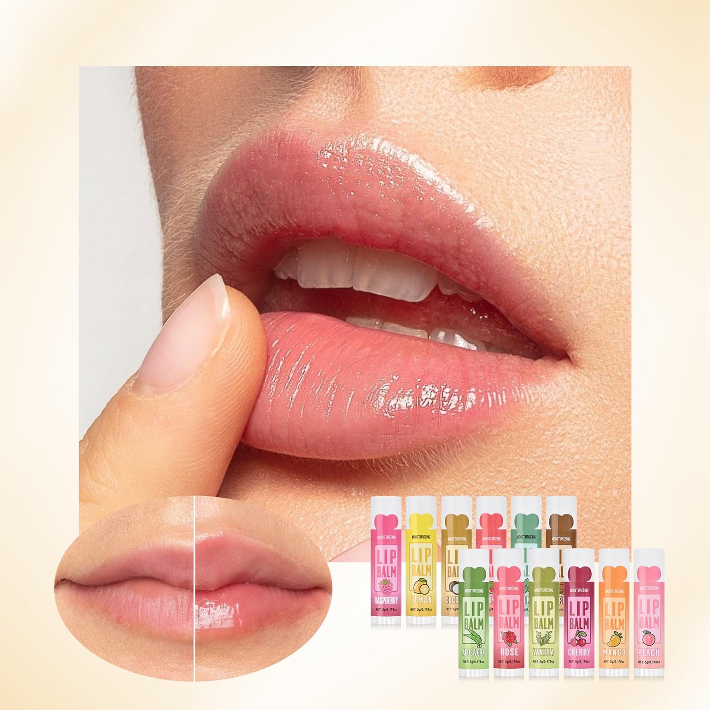 KYDA 12 Pcs Lip Balm Set, Natural Moisturizing Lip Balms Bulk with Vitamin E, Lip Balm for Repairing Dry Lips and Chapped Lips
