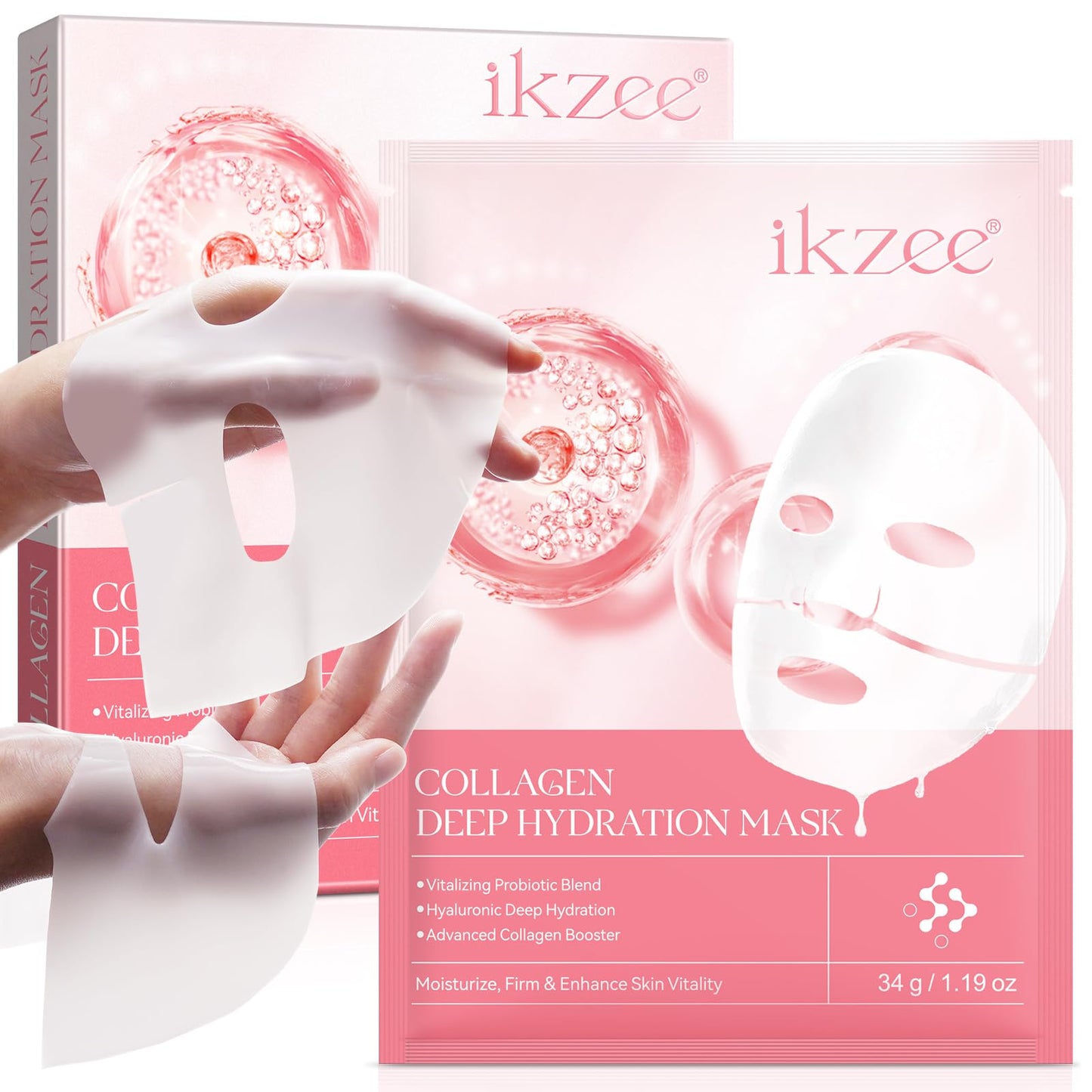 PLOBRT Collagen Face Mask, 4 Pack Collagen Mask, Hydrating Overnight Hydrogel Mask, Real Deep Hydration Collagen Face Masks, Elasticity Improvement