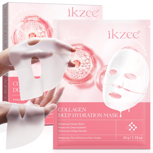 PLOBRT Collagen Face Mask, 4 Pack Collagen Mask, Hydrating Overnight Hydrogel Mask, Real Deep Hydration Collagen Face Masks, Elasticity Improvement