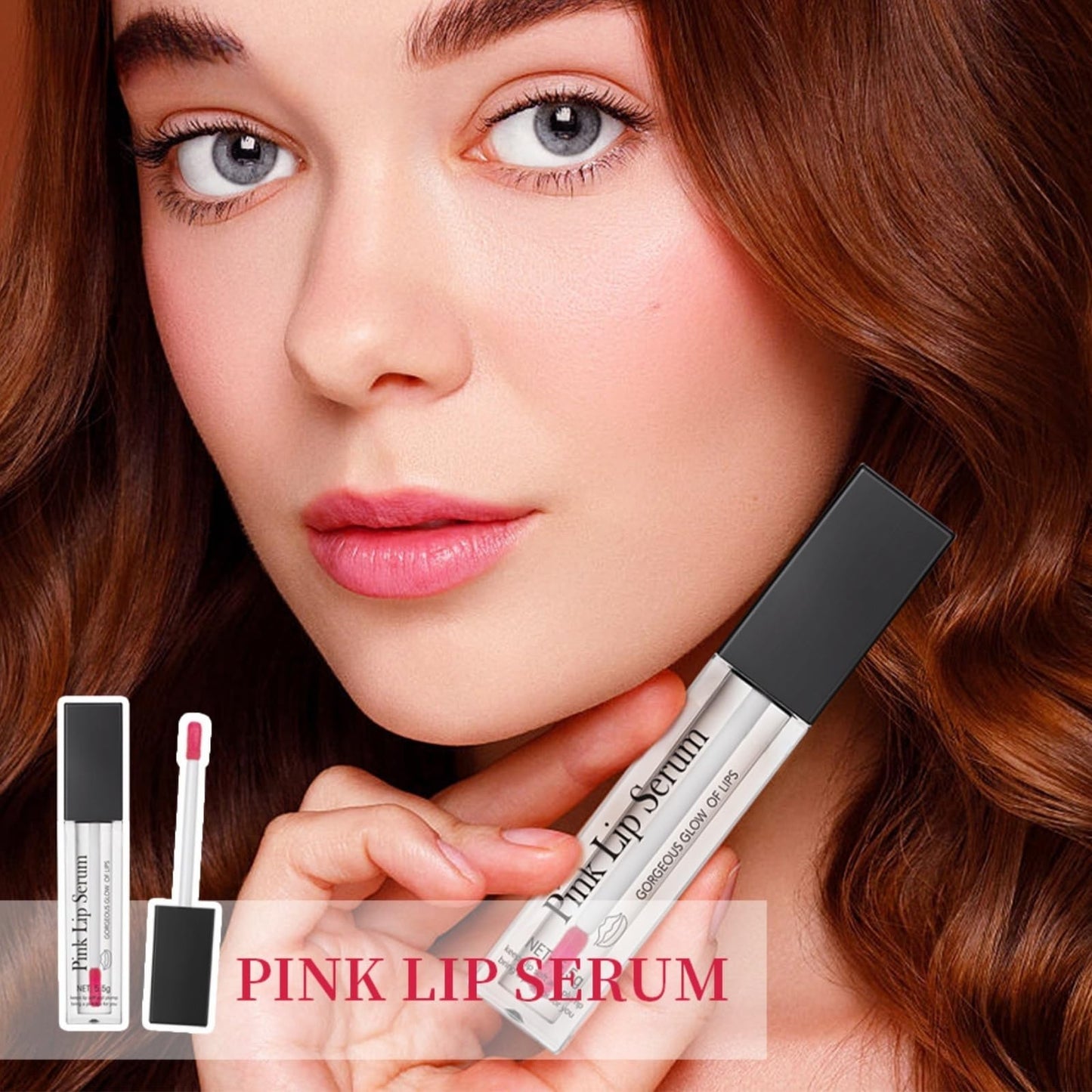 Siyinzu 2PCS Pink Lip Serum Plumper,Pink Tinted Lip Balm,Pin-k Lip Serum,Instant Lip Plumping Gloss,Pin-k Lip Plumper to Reduce Fine Lines,Clear Lip Gloss,Color Changing L-ip Gl-oss,Nourishing Repair Li-p Oil