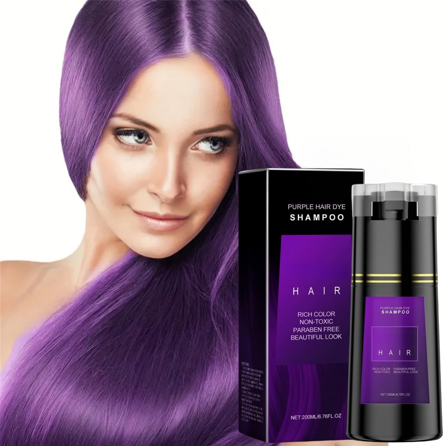 SingHao Polar Hair Dye Shampoo,3-In-1 Sha/mpoo for Color Treated Ha/ir,Instant D/ye Sham/poo,H/air Colour S/hampoo for Women Grey Ha/ir Coverage,Home Hair Dy/e Pu/re Plant Extract,Anti Grey Shampoo(Purple)