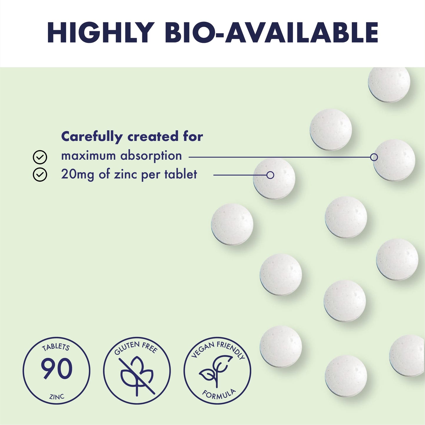 HIGHER NATURE Higher Nature - Zinc - Immune System, Cognitive Function & Fertility Support - Gluten Free - Vegetarian & Vegan - 90 Tablets