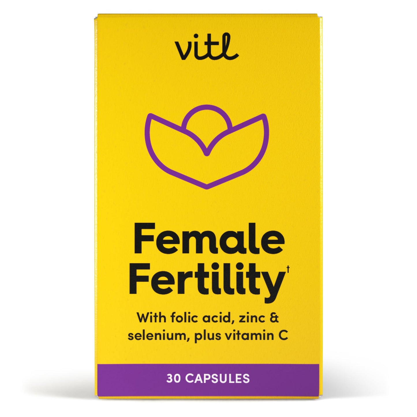 VITL Vitl Female Fertility Supplement - 30 Vegan Capsules - Includes Folic Acid, Vitamin B12 & Zinc - Formulated with 17 Essential Nutrients & Vitamins - Conception Support for Women - 1 Month Supply