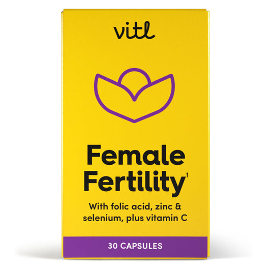VITL Vitl Female Fertility Supplement - 30 Vegan Capsules - Includes Folic Acid, Vitamin B12 & Zinc - Formulated with 17 Essential Nutrients & Vitamins - Conception Support for Women - 1 Month Supply