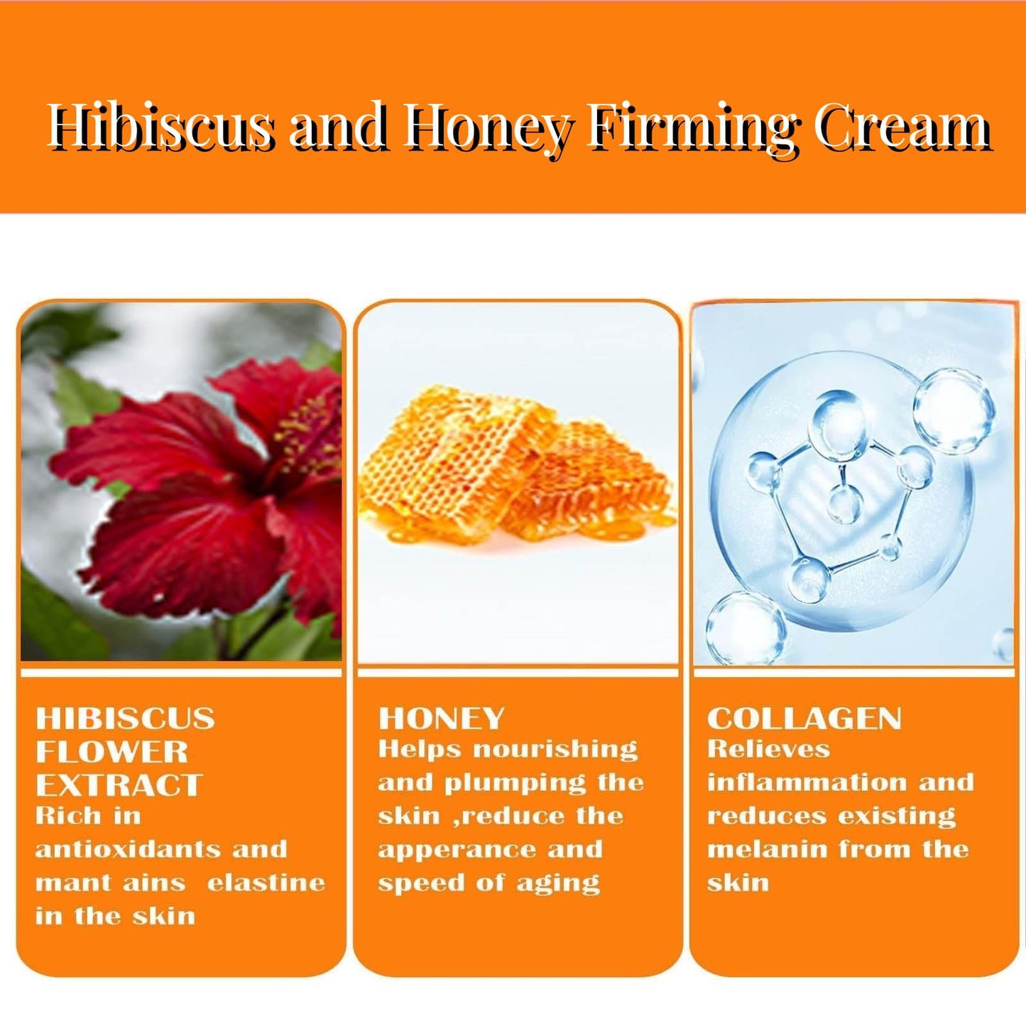 Hibiscus and Honey Firming Cream, Skin Tightening Lotion for Face & Body, Double Chin Reducer Neck Firming Cream with Collagen Firming & Lifting Reduces Wrinkles and Fine Lines