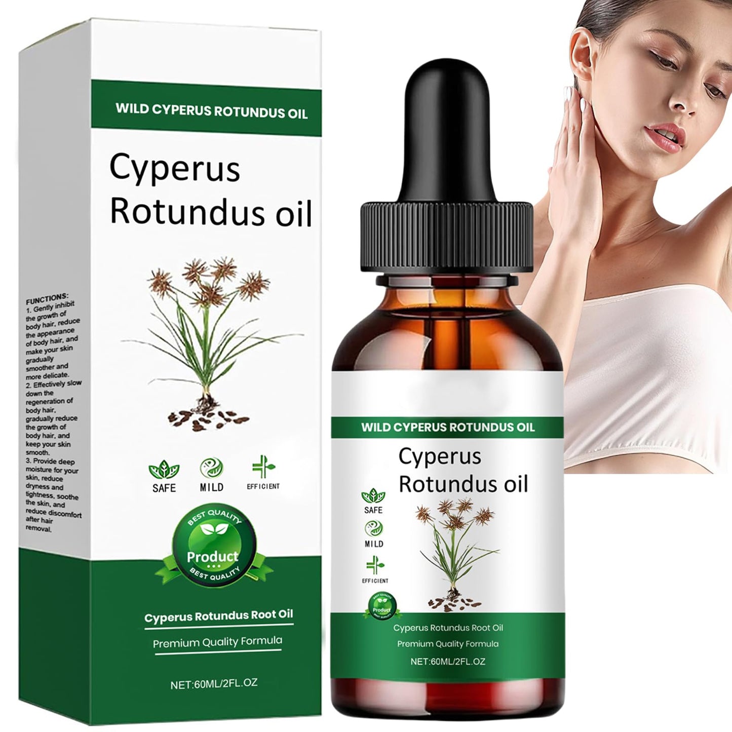 AuraBeen Cyperus Rotundus Oil - Nut Grass Extract, 60ml Body Skin Nurturing Serum for Gentle Care