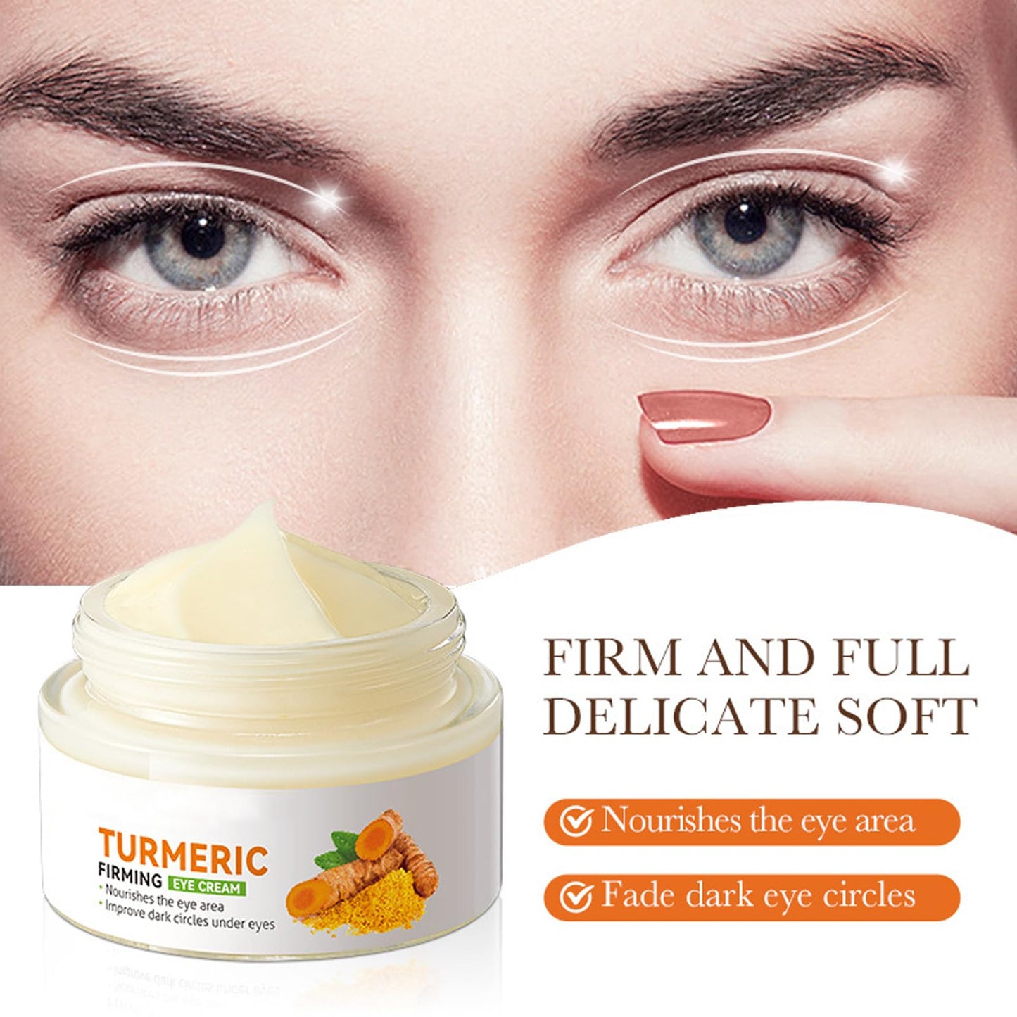 Turmeric Eye Cream Anti Aging Under Eye Cream for Dark Circles and Puffy Eyes Moisturising Anti Wrinkle Eye Cream for Dark Circles Under Eye Cream for Reduce Fine Lines & Wrinkles, Brighten