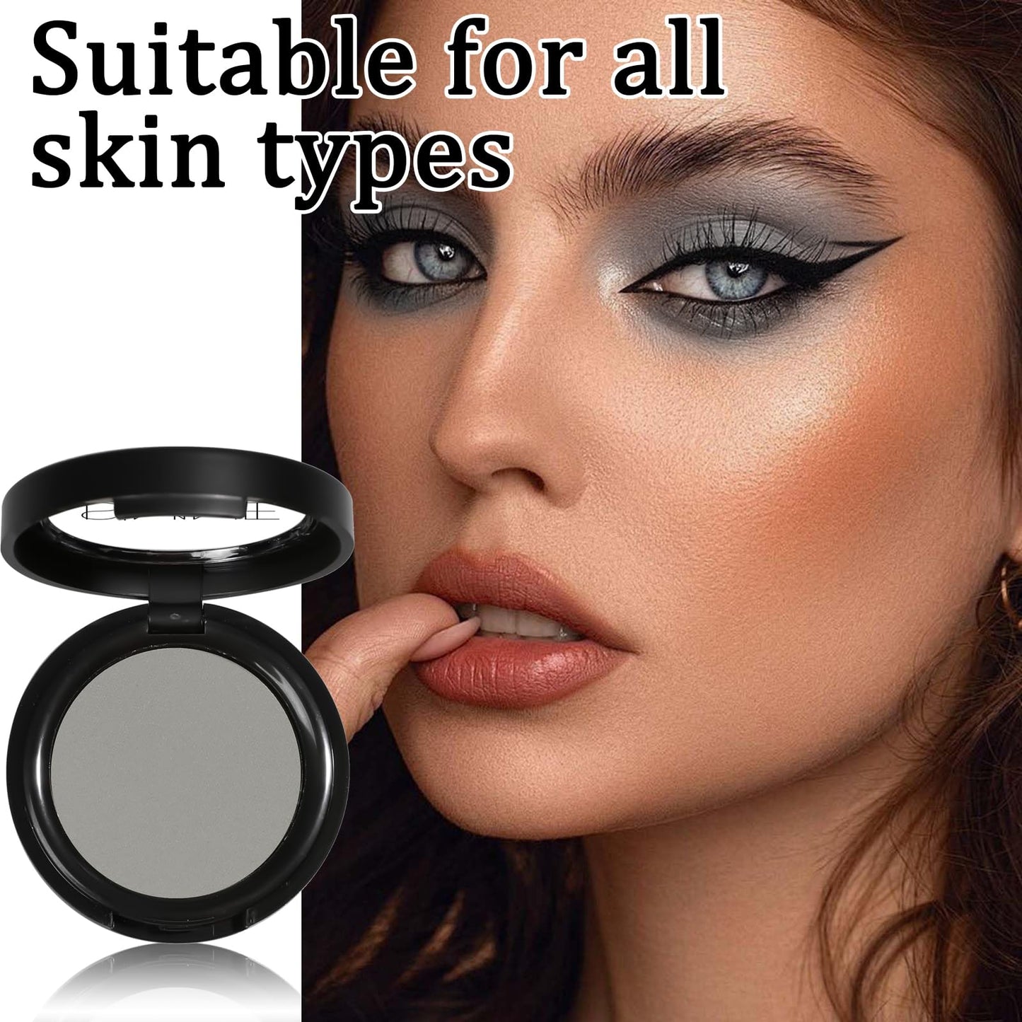 Matte Grey Single Eyeshadow - Pressed Fine Powder, Intensely Pigmented for Longwear Day & Night Looks, Wet & Dry Application, Suitable for All Skin Tones, Mineral Oil Free